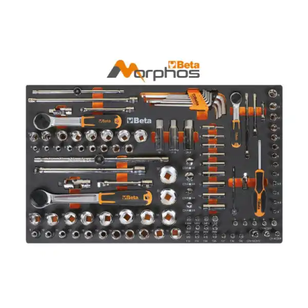 Zestaw nasadek 1/4”, 3/8" i 1/2” w miękkim wkładzie profilowanym z pianki EVA BETA M105MH Niska cena