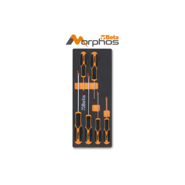 Zestaw wkrętaków Morphos płaskich i krzyżowych profil Phillips® w miękkim wkładzie profilowanym z pianki EVA BETA M180MH Nie przegap