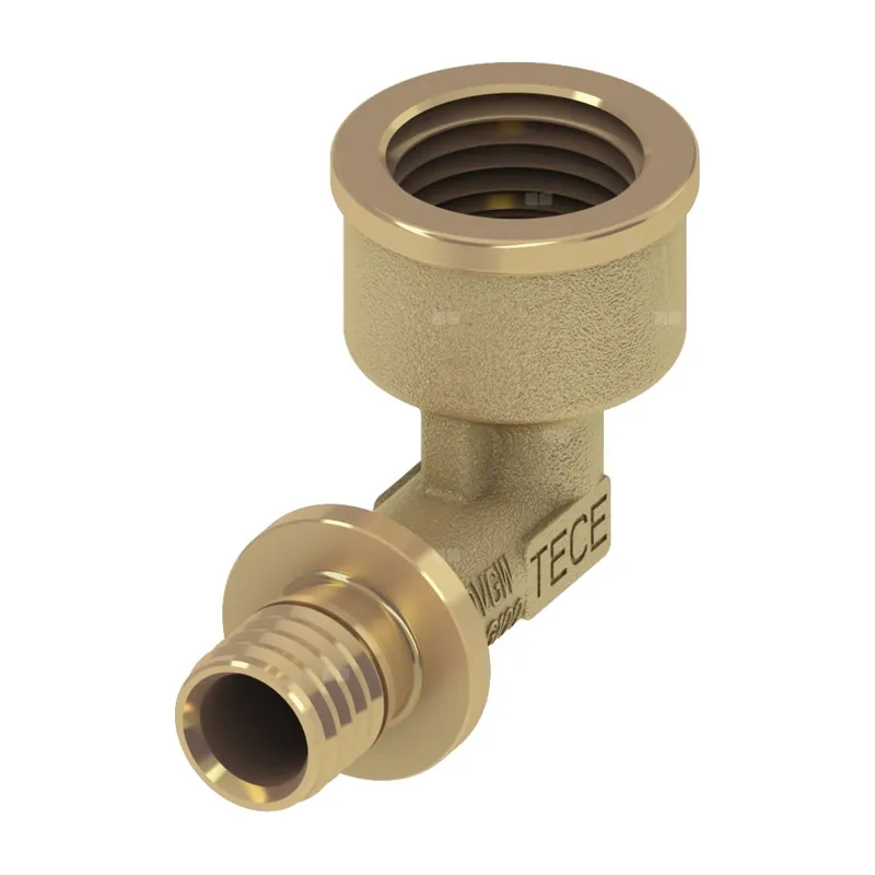 Mufa przejściowa 90‘ TECE flex, mosiądz, 16 mm x 1/2‘‘ (zz x GW) Łatwy zwrot