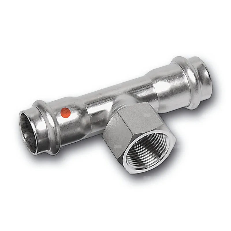 Trójnik SANHA NiroTherm Press stal nierdzewna 15 mm x 1/2‘‘ x 15 mm (zw x GW x zw) Wysoka jakość